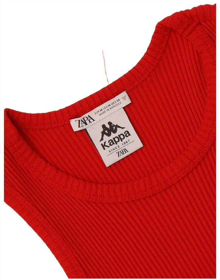 Zara X Kappa Dame Crop Vest Top UK 12 Medium Rød