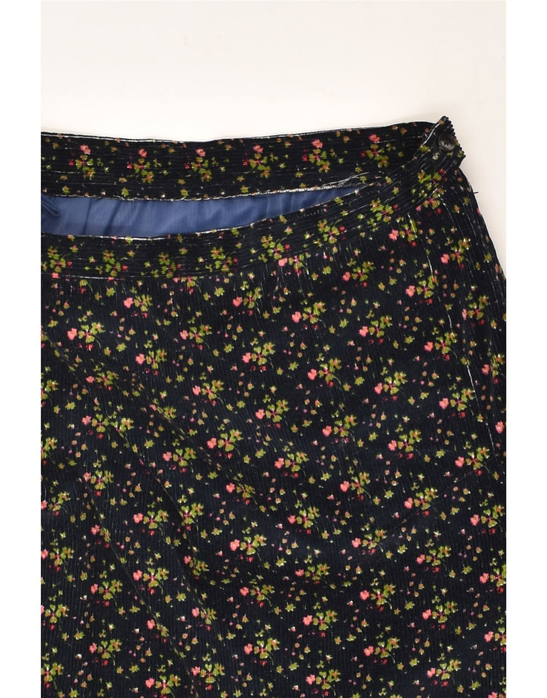 VINTAGE Womens Wrap Corduroy Skirt W28 Medium Navy Blue Floral | Vintage Vintage | Thrift | Second-Hand Vintage | Used Clothing | Messina Hembry 