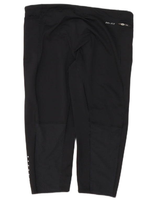 Nike Dame Dri Fit Capri Leggings UK 14 Large Black Polyester