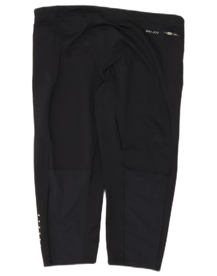 Nike Dame Dri Fit Capri Leggings UK 14 Large Black Polyester