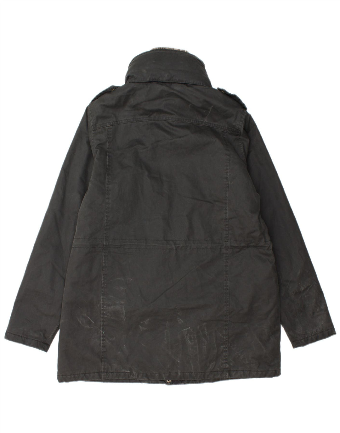 Fat Face Dame Military Hætte Vokset Jakke UK 14 Large Black