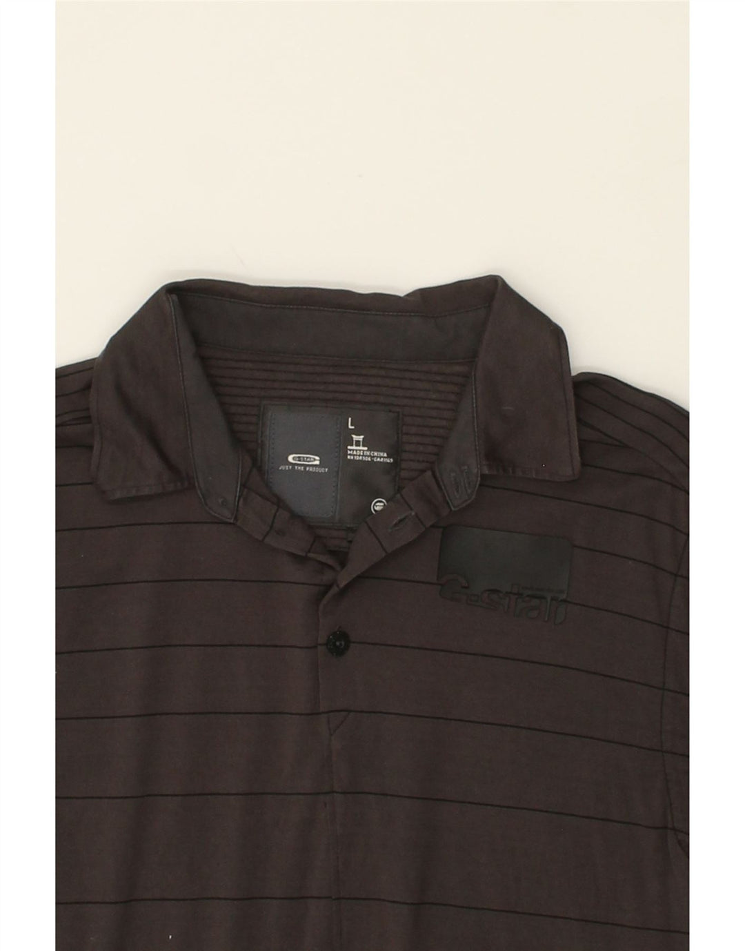 G-STAR Mens Polo Shirt Large Grey Striped Cotton Vintage G-Star and Second-Hand G-Star from Messina Hembry 