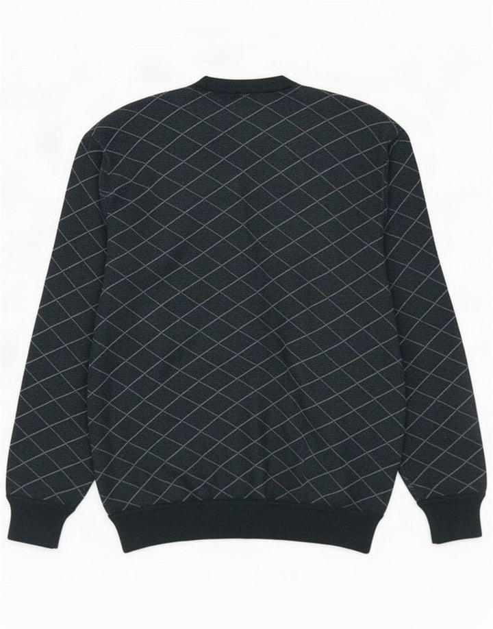 Giuliano Herre V-hals sweater IT 50 Medium Grøn ternet uld
