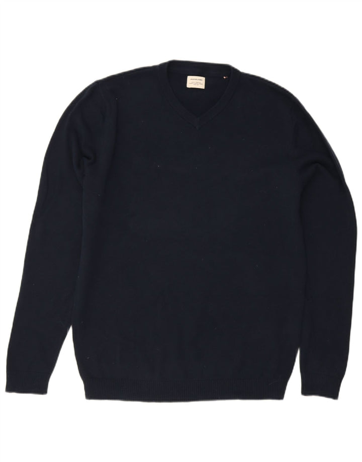 Jack & Jones Herre V-hals sweater lille marineblå bomuld