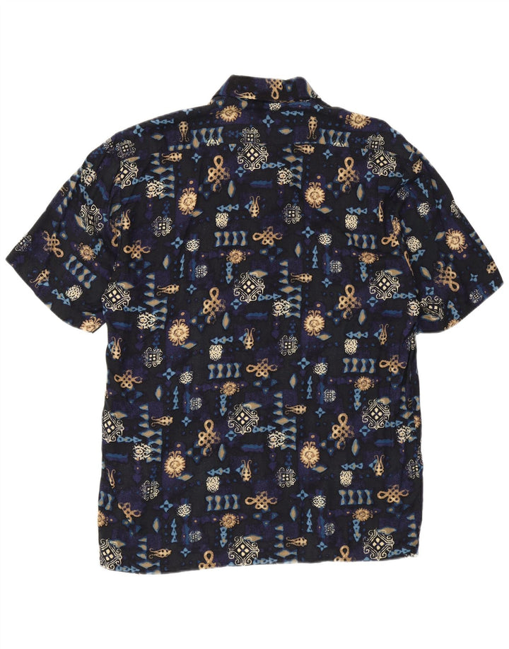 VINTAGE skjorte med abstrakt mønster til mænd, størrelse 39/40 Medium Navyblå
