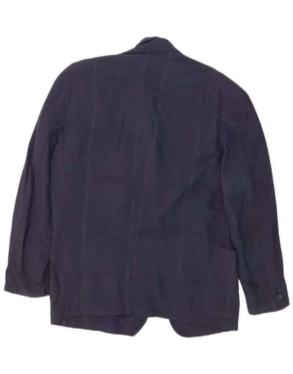 Giorgio Zanella Mens 1 Button Blazer Jacket IT 46 Small Navy Blue Check