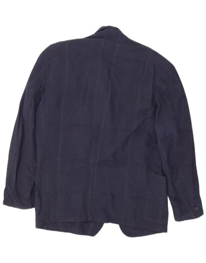 Giorgio Zanella Herre 1-knap blazerjakke IT 46 Small Navy Blue Check