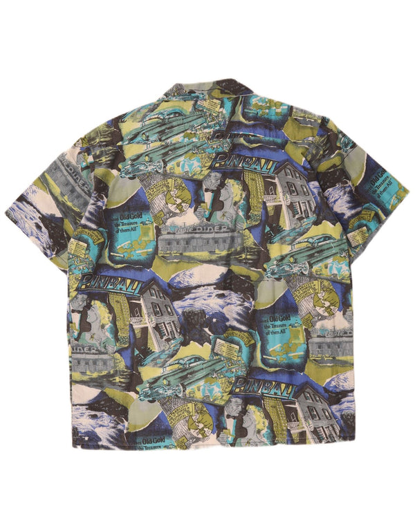 Vintage herre abstrakt mønster skjorte størrelse 41/42 Large Multicolor