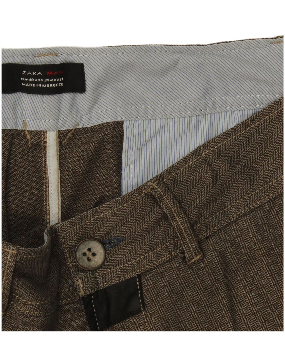Zara Straight Chino-bukser til mænd EU 40 Medium W31 L30 Grå sildeben