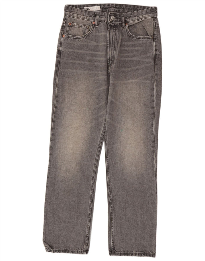 Zara Dame Straight Jeans EU 40 Medium W30 L29 Grå