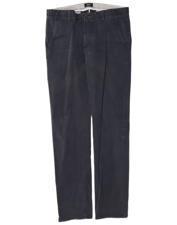 Hugo Boss Lige Chino-bukser til mænd EU 50 Large W34 L33 Marineblå Bomuld