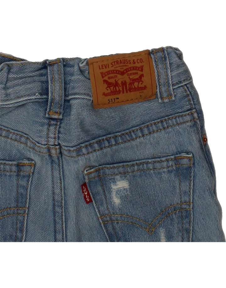 LEVI'S Boys 511 Distressed Denim Shorts 2-3 Years W18 Blue Cotton Vintage Levi's and Second-Hand Levi's from Messina Hembry 