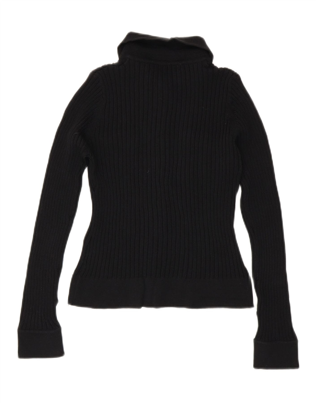 Zara Womens Crop Knit Shirt Bluse UK 12 Medium Black Rayon