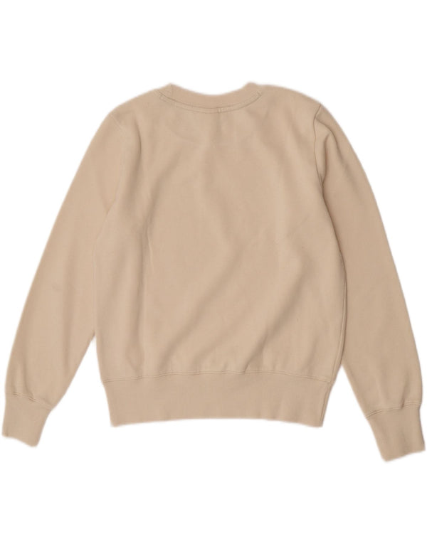 Champion Womens Crop Graphic Sweatshirt Jumper UK 10 Small Off White Bomuld