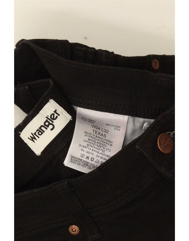 Wrangler Herre Texas Straight Jeans W34 L32 Sort Bomuld