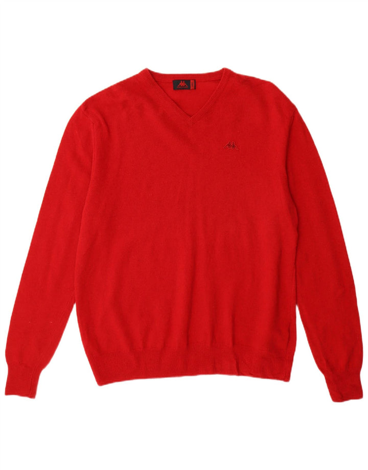 Kappa Herre V-hals sweater Stor rød lammeuld