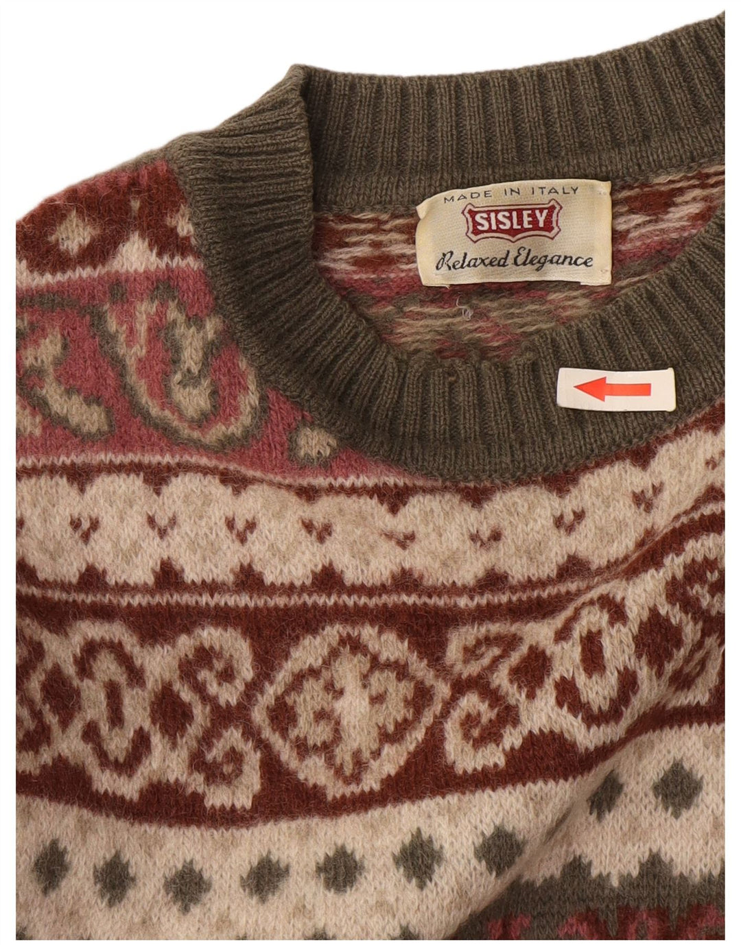 Sisley Herre trøjetrøje med rund hals XL flerfarvet Fair Isle
