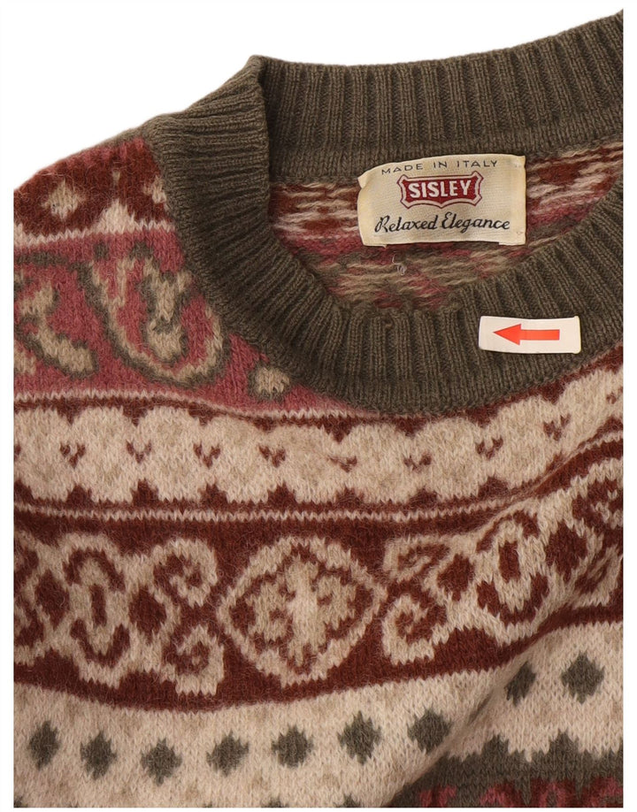 Sisley Herre trøjetrøje med rund hals XL flerfarvet Fair Isle