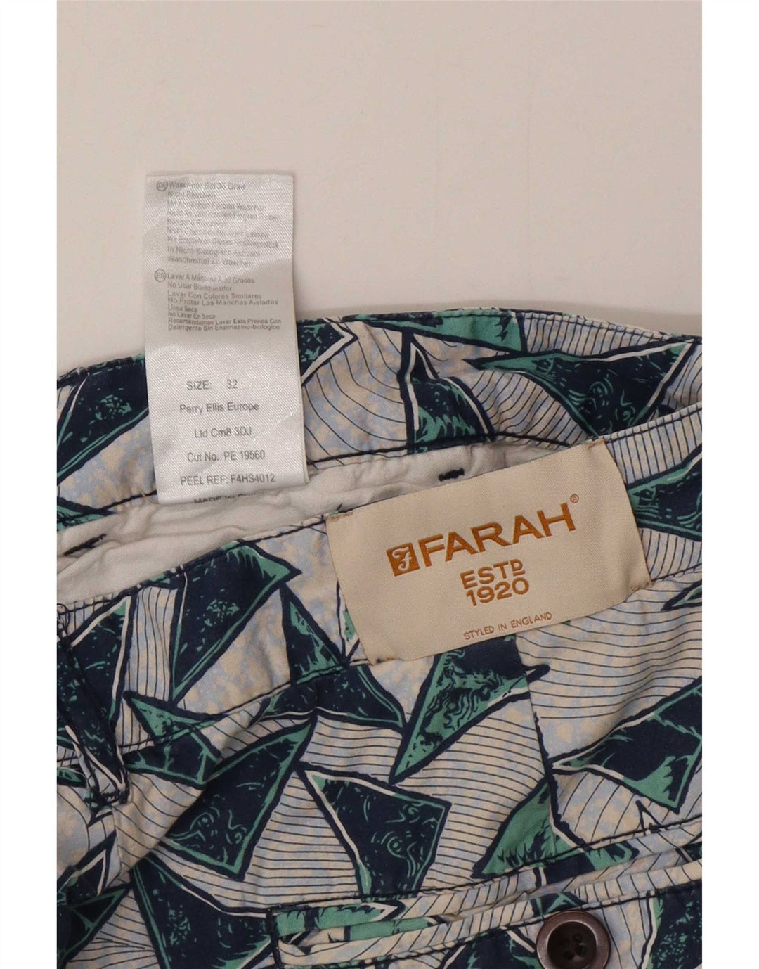 Farah Chino Shorts til mænd W32 Medium Flerfarvet geometrisk bomuld