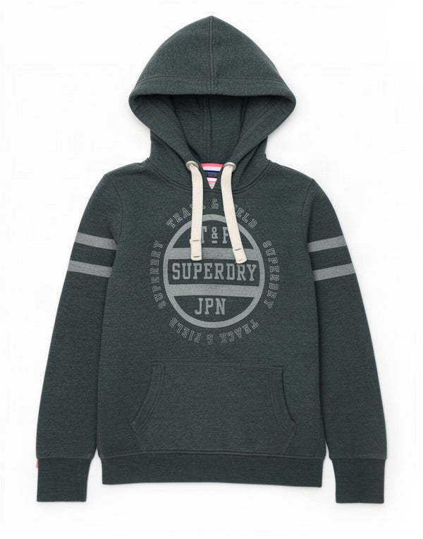 Superdry grafisk hættetrøje til kvinder UK 12 mellemgrå bomuld