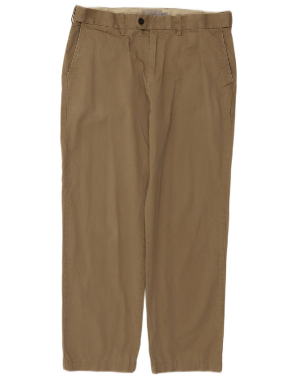Marks & Spencer Mens Regular Chino Trousers W34 L29 Khaki Cotton