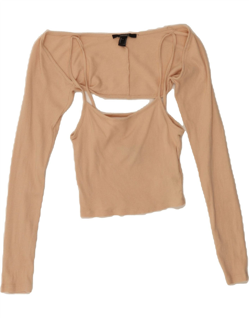 FOREVER 21 Womens 2 Piece Set UK 8 Small Beige Cotton Vintage Forever 21 and Second-Hand Forever 21 from Messina Hembry 