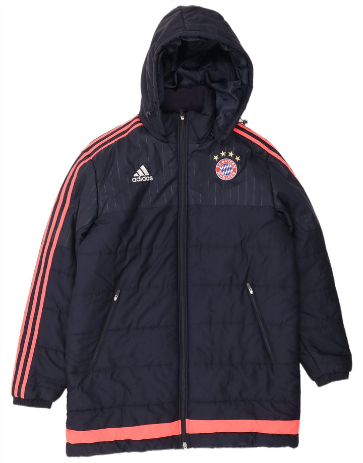 Adidas Herre FC Bayern Munchen Polstret Frakke UK 40 Large Navy Blue Polyester