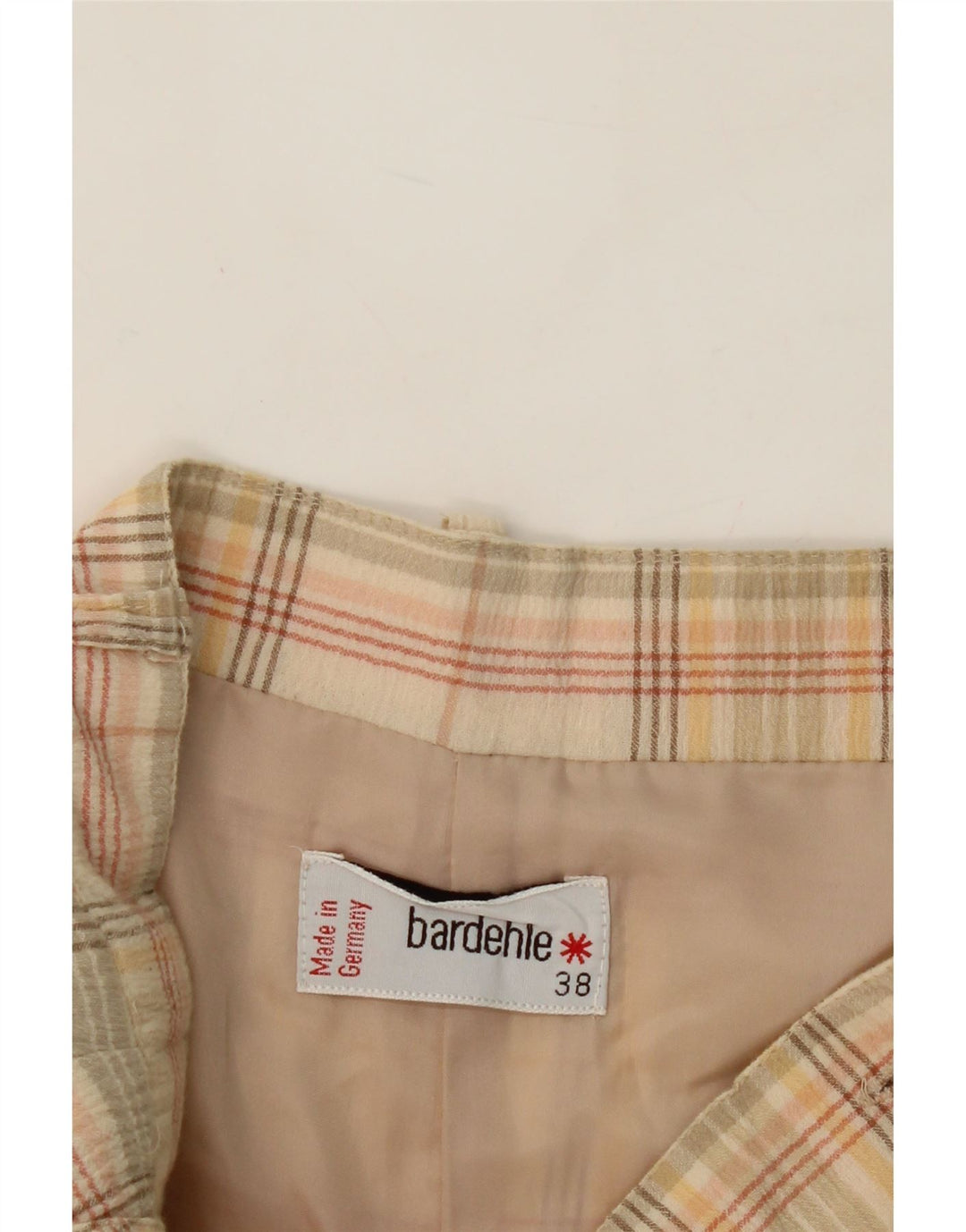 BARDEHLE Womens Skort Shorts EU 38 Medium W28 Beige Plaid Vintage Bardehle and Second-Hand Bardehle from Messina Hembry 