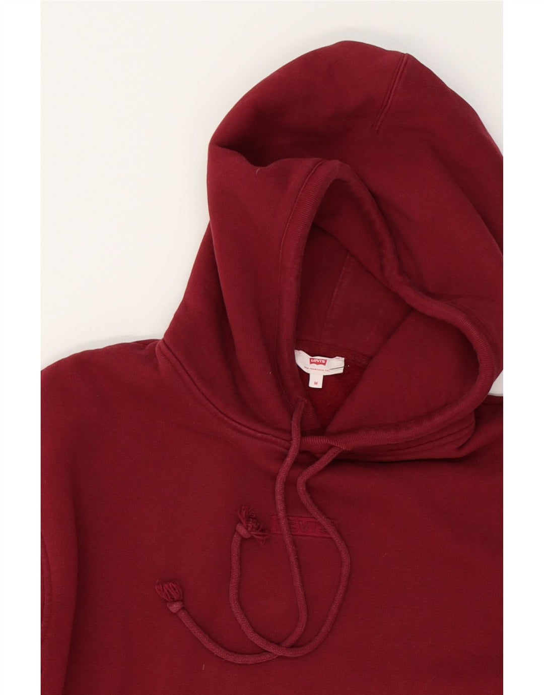 LEVI'S Womens Oversized Hoodie Jumper UK 14 Medium Burgundy Cotton Vintage Levi's and Second-Hand Levi's from Messina Hembry 