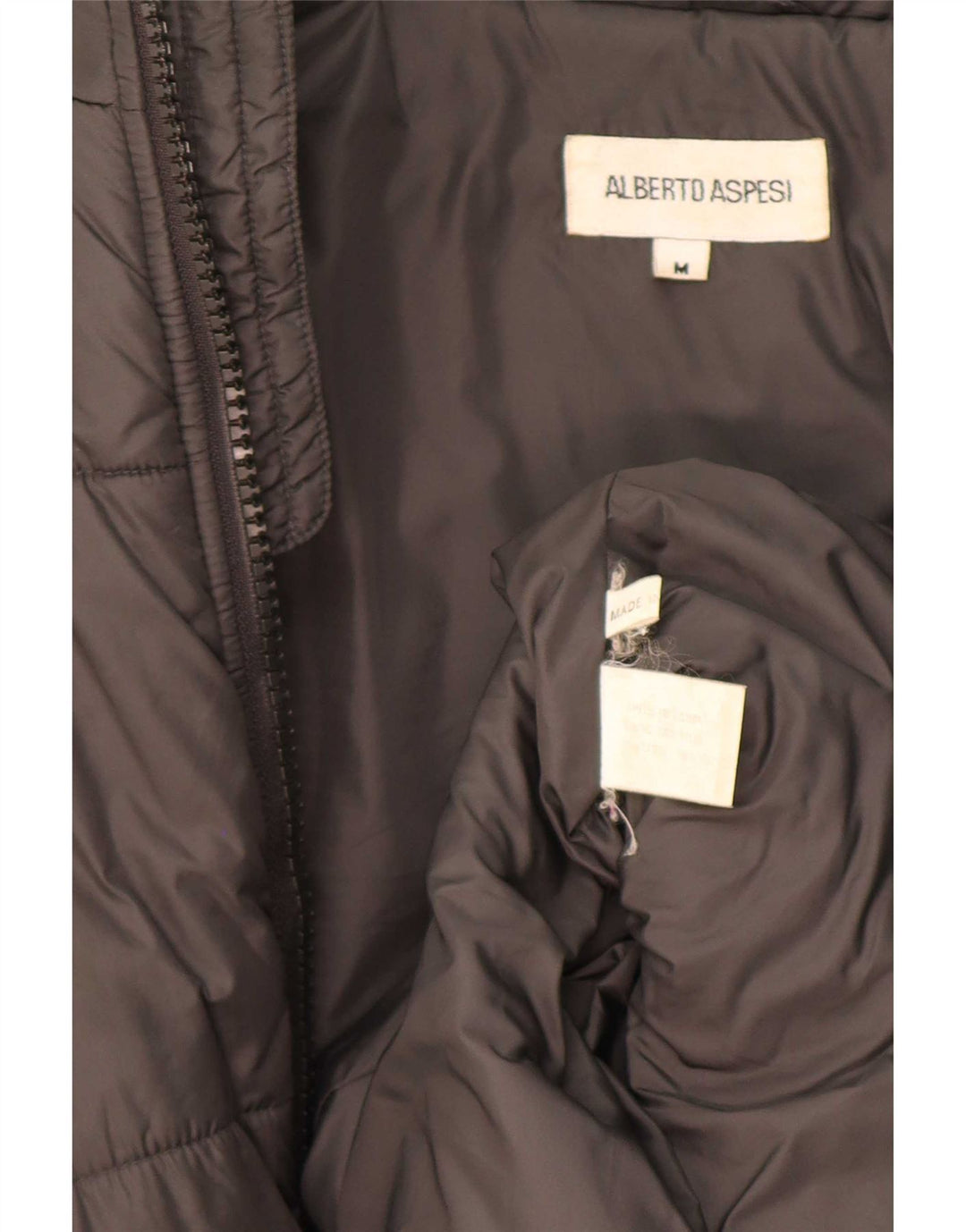 Alberto Aspesi Herre polstret jakke UK 38 Medium Grå Nylon