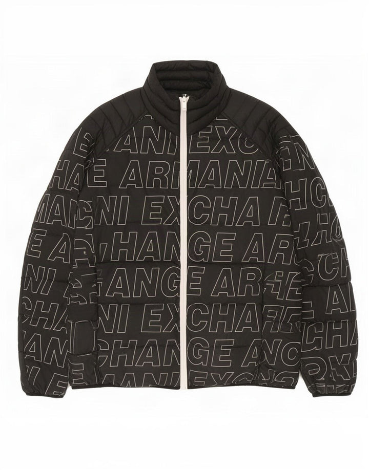 Armani Exchange Herre grafisk polstret jakke UK 40 Large Black
