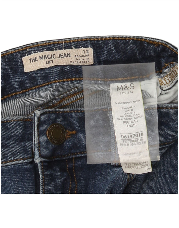Marks & Spencer Dame Regular Slim Jeans UK 12 Medium W30 L28 Blå Bomuld