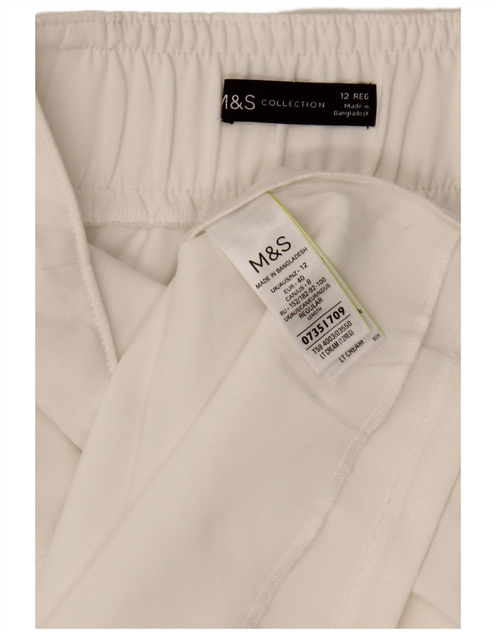 MARKS & SPENCER Lige nederdel til kvinder UK 12 Medium W30 Hvid polyester