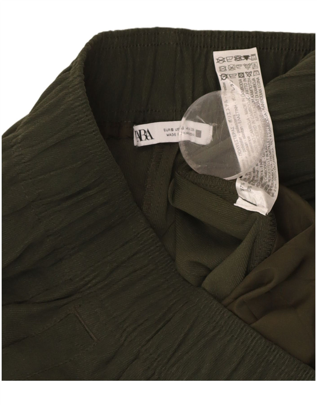 ZARA Womens Joggers Cropped Trousers Small W26 L25 Khaki Polyester