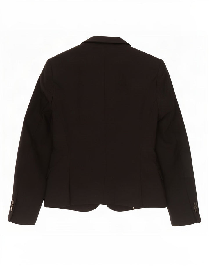 Zara Dame 1 Knap Blazer Jacket UK 12 Medium Sort Polyester