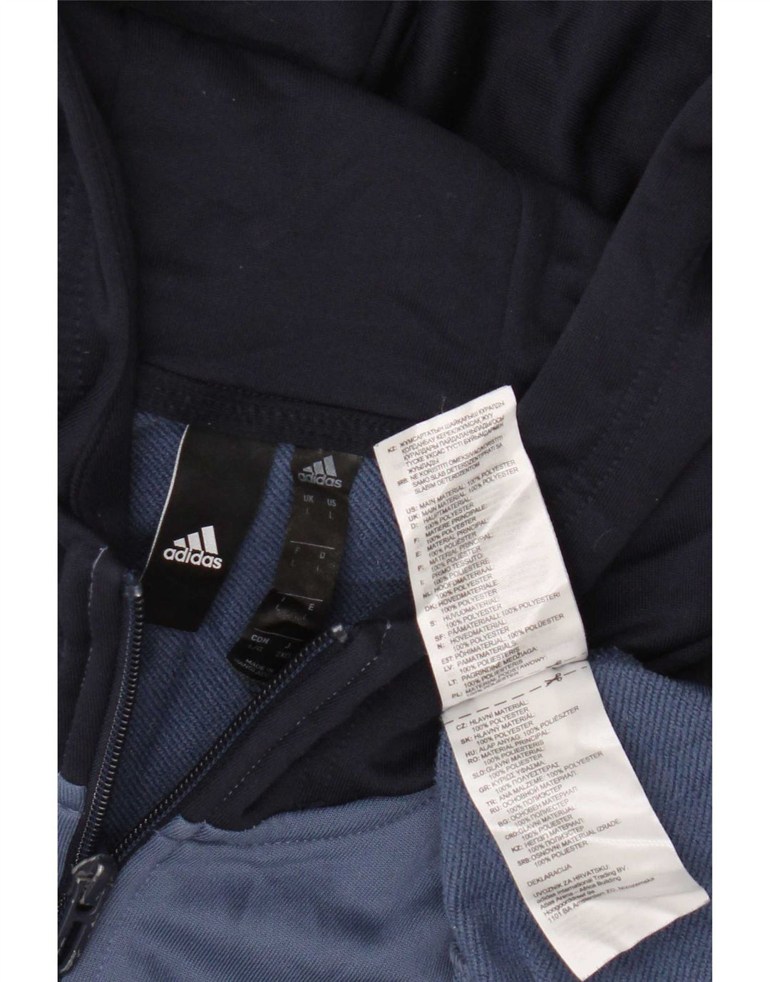 Adidas Hættetrøje med lynlås til mænd Large Blue Colourblock Polyester