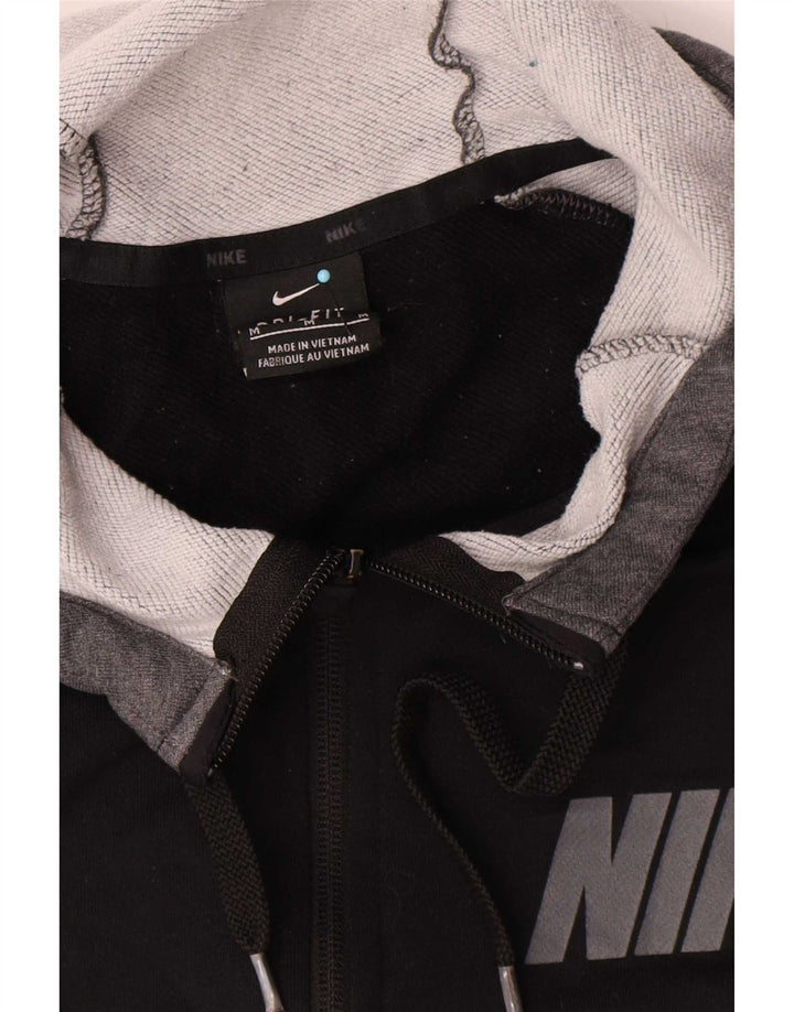 Nike Herre Dri Fit grafisk hættetrøje med lynlås Medium Sort Colourblock