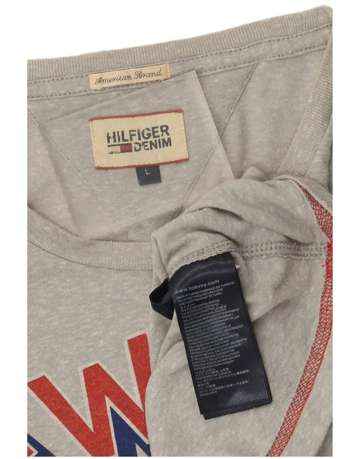Tommy Hilfiger Herre grafisk T-shirt Top Stor Grå Flecked Polyester