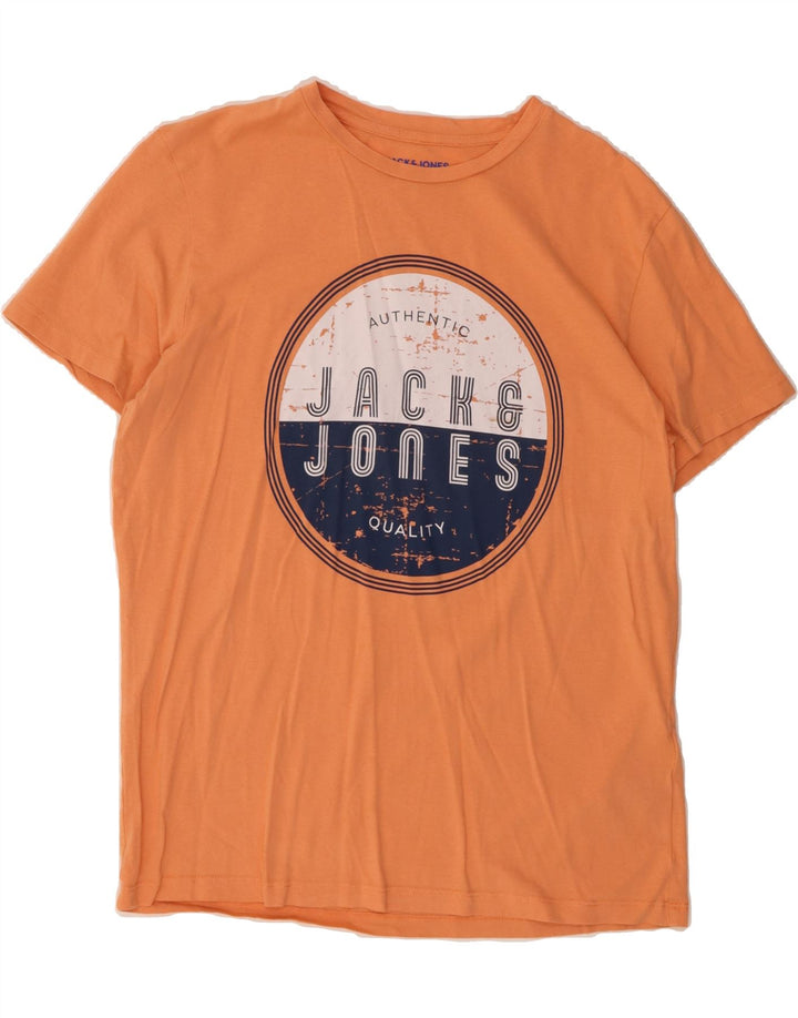JACK & JONES Mens Graphic T-Shirt Top Large Orange Cotton Vintage Jack & Jones and Second-Hand Jack & Jones from Messina Hembry 