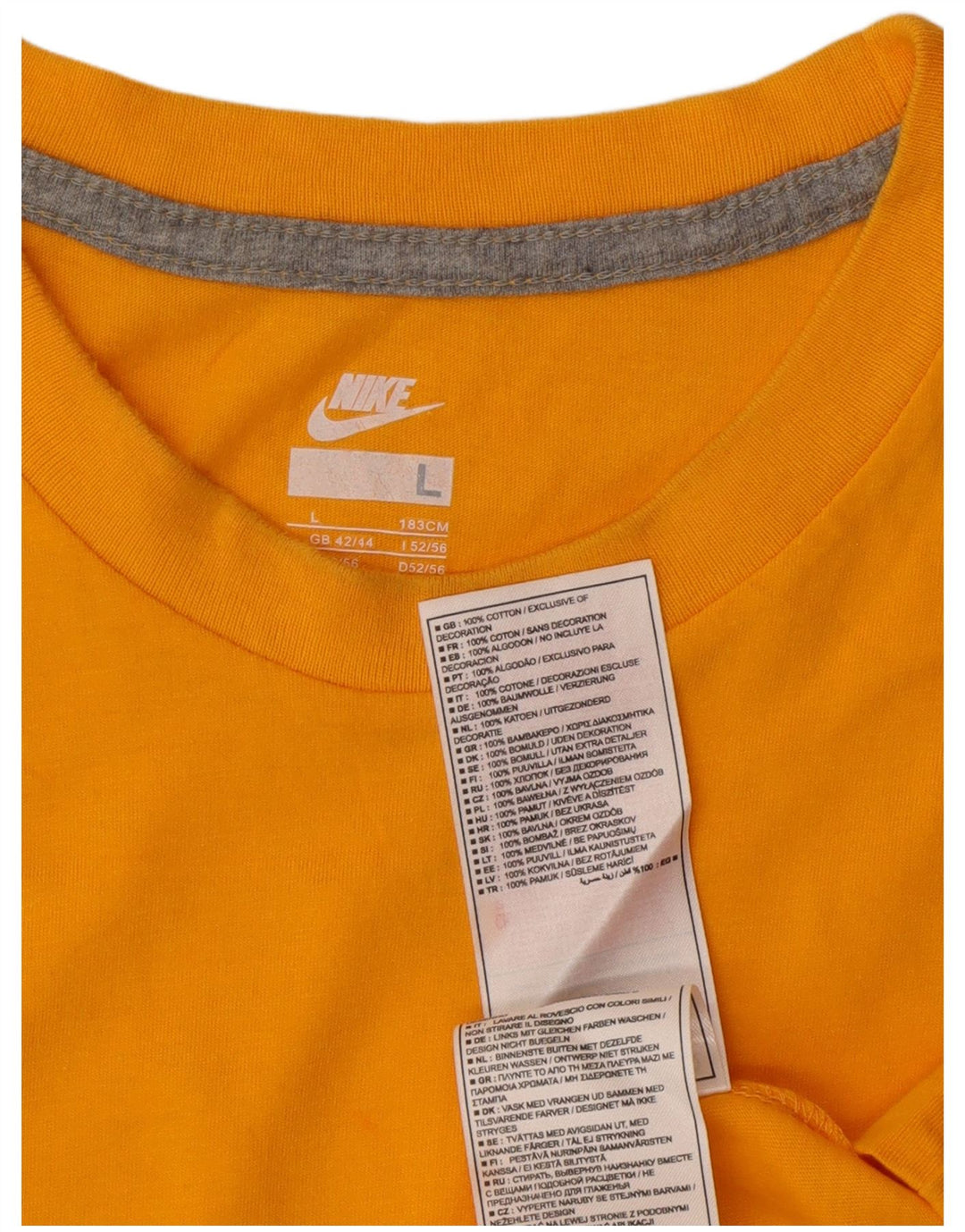 Nike Herre T-Shirt Top UK 42/44 Stor Orange Bomuld