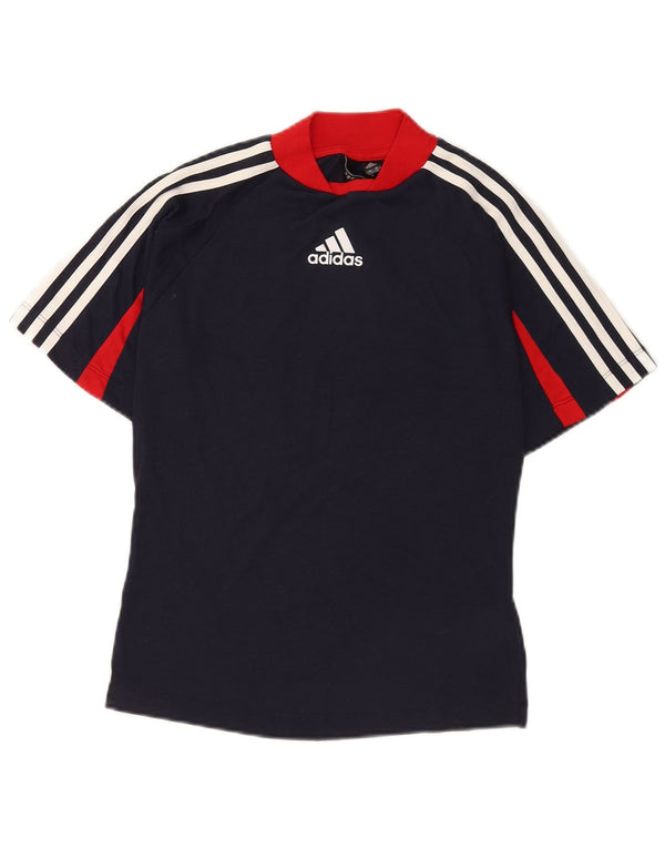 Adidas grafisk T-shirt top til kvinder, UK 12/14 Medium Navy Blue Sports