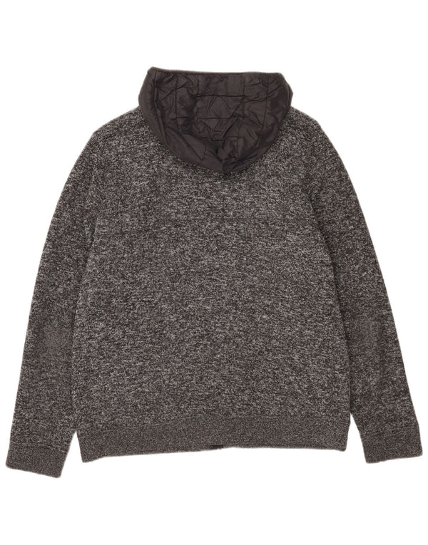 Abercrombie & Fitch Hættetrøje med lynlås til mænd XL Grå Flecked Polyester
