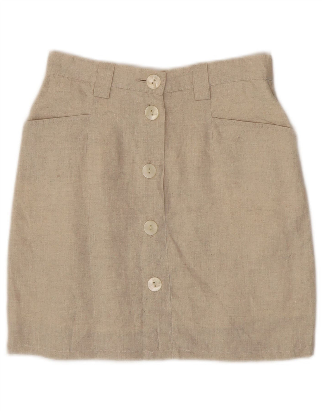 Benetton Womens Pencil Skirt IT 40 Small W26 Beige Linen