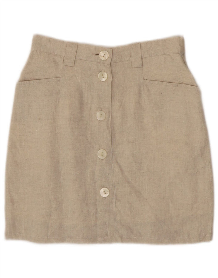 Benetton Womens Pencil Skirt IT 40 Small W26 Beige Linen