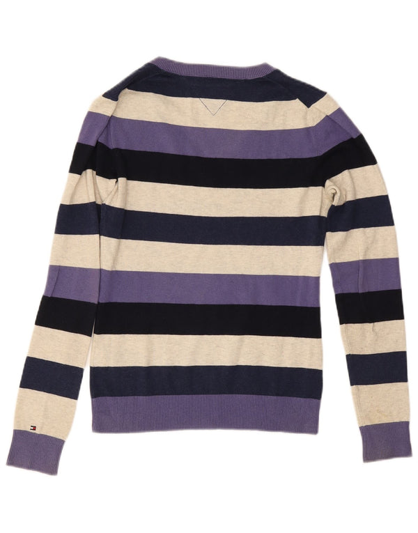 Tommy Hilfiger Dame V-hals sweater UK 6 XS Flerfarvet Stribet