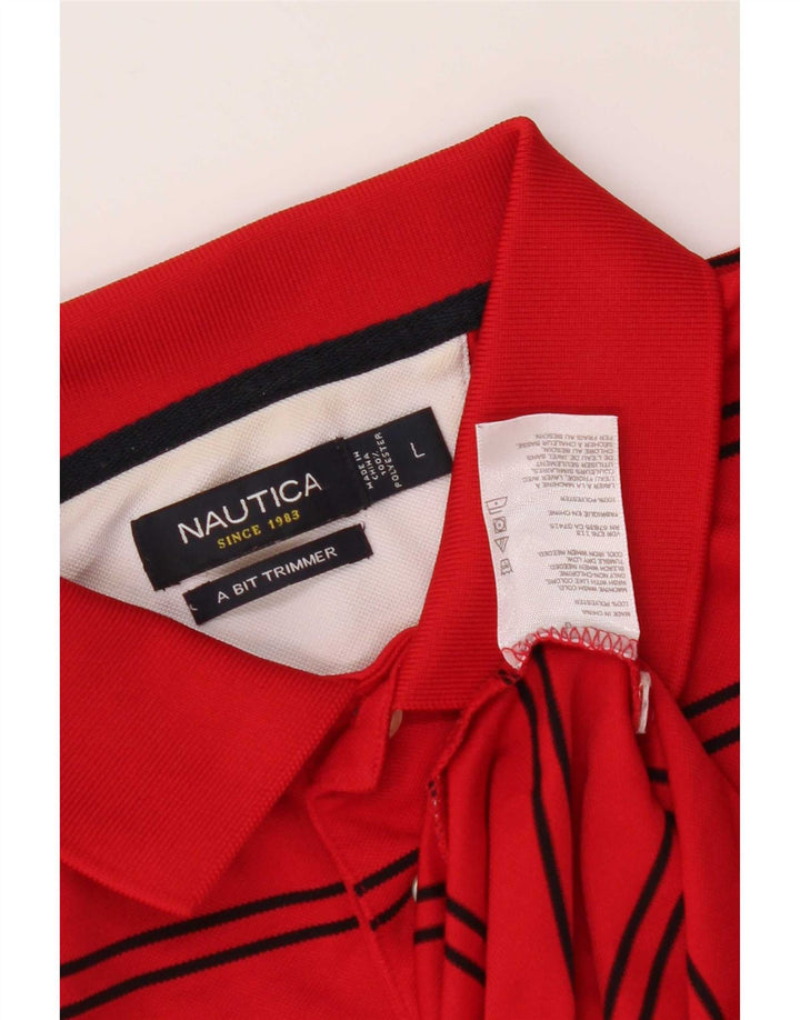 Nautica Poloskjorte til mænd, stor rødstribet polyester