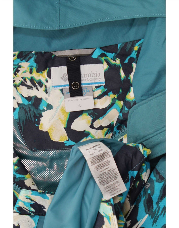 Columbia Dame Hætte vindjakke UK 10 Small Blue Floral Polyester