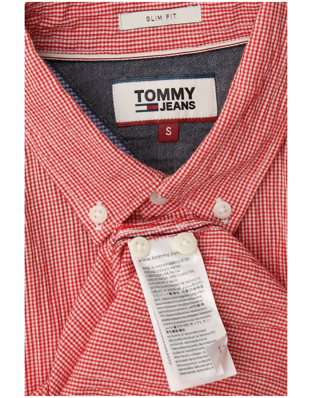 TOMMY HILFIGER Slim Fit skjorte til mænd Lille rødstribet bomuld