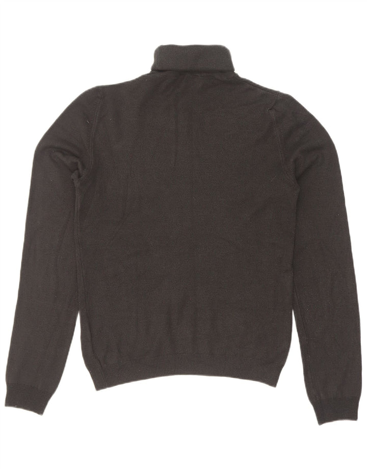 Zara Dame Roll Neck Jumper Sweater UK 12 Medium Sort Akryl