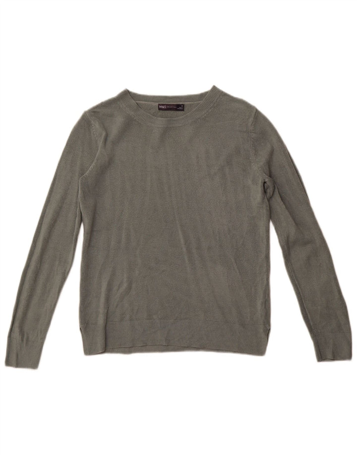 Marks & Spencer Dame Boat Neck Jumper Sweater UK 10 Small Khaki